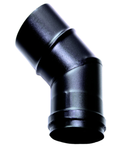 TUBO CURVA 45° IN ACCIAIO SMALTATO VERNICIATO NERO PER SCARICO FUMI, DIAMETRO 80 MM